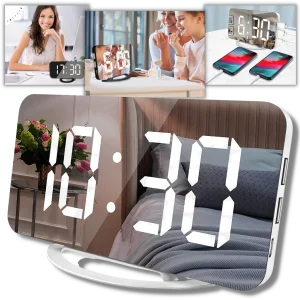 Spegel med digital väckarklocka