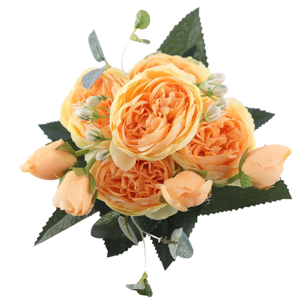 Konstgjorda pioner och rosor i silke Blombukett - Bild 3