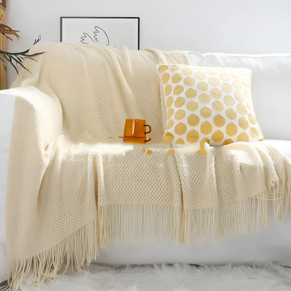 CoarseKnit Plaid - Stilfull stickad filt - Fleecefilt för året runt komfort - Bild 2