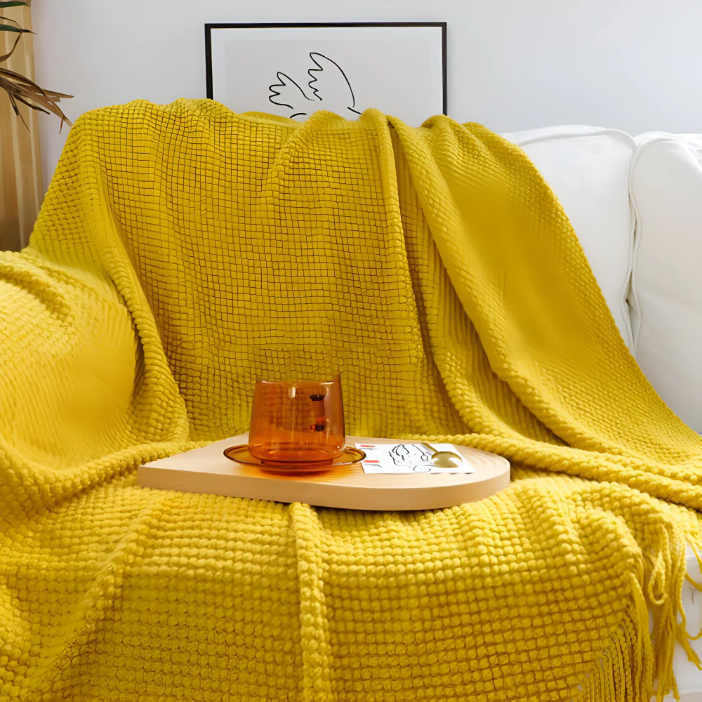 CoarseKnit Plaid - Stilfull stickad filt - Fleecefilt för året runt komfort - Bild 4