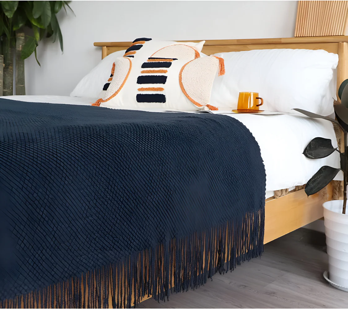 CoarseKnit Plaid - Stilfull stickad filt - Fleecefilt för året runt komfort - Bild 8