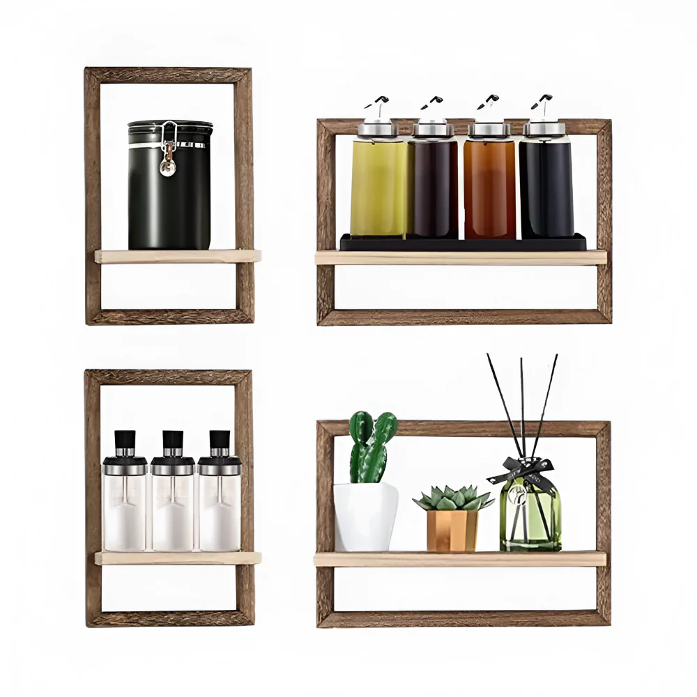 Geometrisk trävägghylla (i 2 storlekar) – Flytande vägghyllor – Modern design - Bild 5