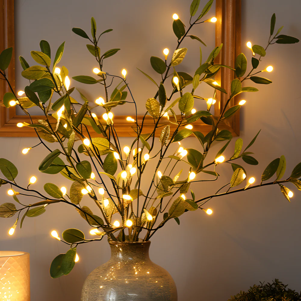 Glimrande Grenlampor - Magisk Batteri LED Ljussträng - 70 cm Glittrande Konstgjord Gren - Bild 7