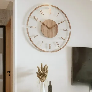 Clear O'Clock - Transparent Akryl & Trä Tyst Väggklocka