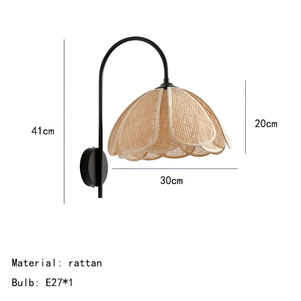 SoraLeaf – Japansk Wabi Sabi Vägglampa i Rattan | Handgjord Blombladsdesign med Naturlig Elegans - Bild 9