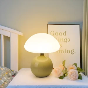LumiShroom – Elegant Bauhaus-inspirerad svamplampa med 3 färger LED – Modern bordslampa för tidlös atmosfär
