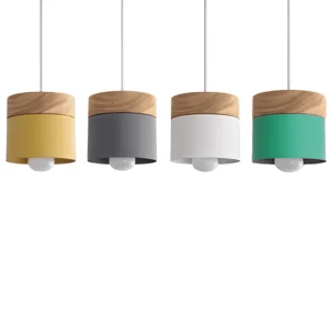 Cylinder Chic Pendellampa i Metall och Varmt Trä