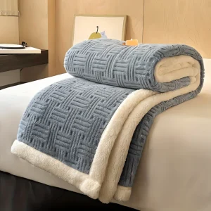 Plush Dubbelsidig Pläd - Geometriskt Mönstrad Fluffy Fleecefilt
