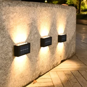 RectaSolaria – Solcellsdriven Vägglampa | IP65 Vattentät LED Trädgårdsbelysning Upp & Ner | 2/4-pack