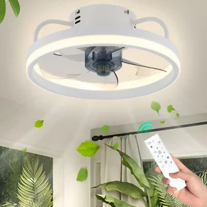 Smart takfläkt med dimbar LED-lampa – svart/vit – Ø 33 cm – med fjärrkontroll och app