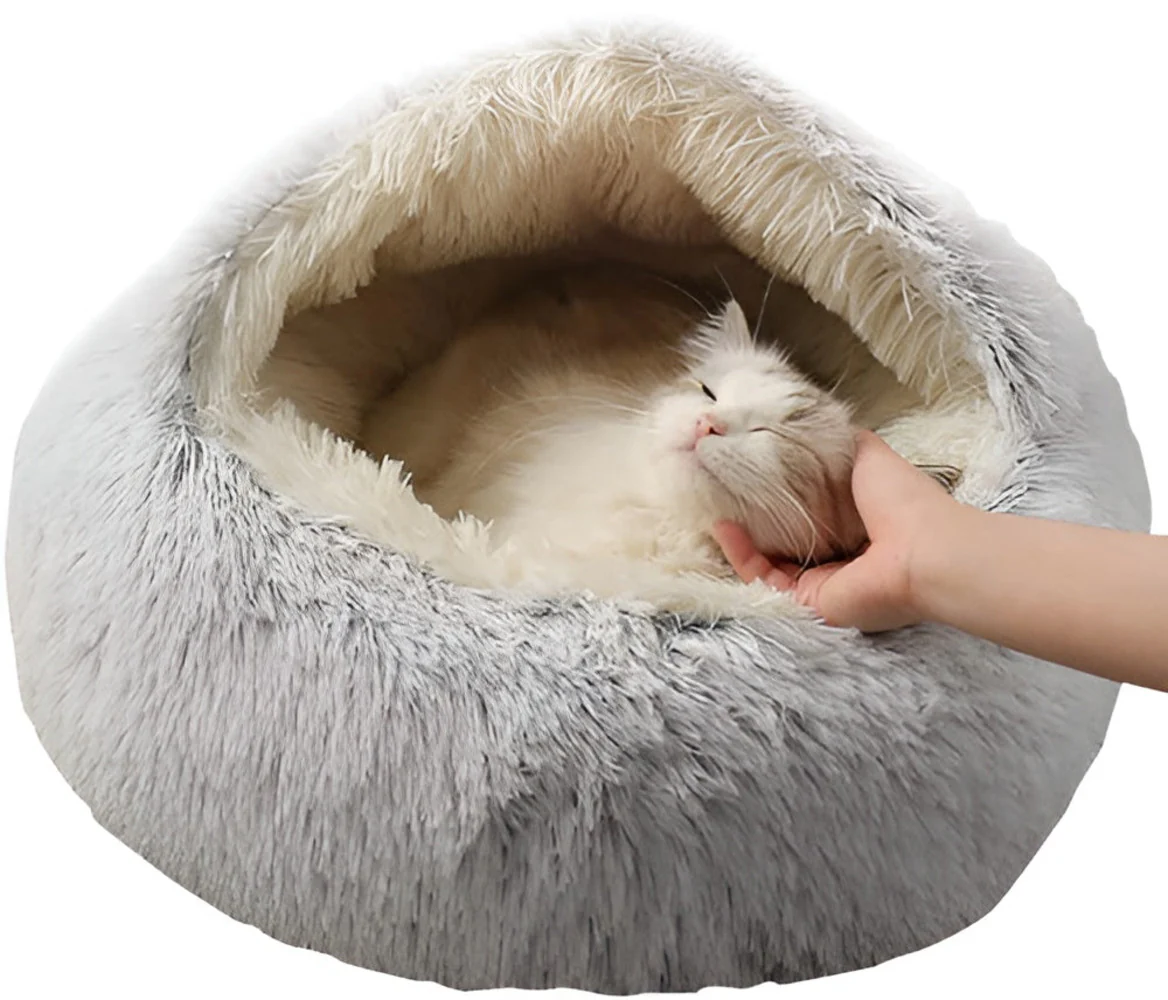 WarmPaws - 2-i-1 Varm Och Mysig Rund Bädd För Små Hundar Och Katter - Bild 9