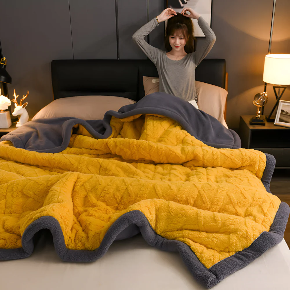 DualWeave CozyPläd – Dubbelvävd Mikrofiberfleecefilt för Varm Komfort - Bild 2