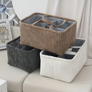 Förvaringskorg i Polyester (38x26x18cm) – Blöjorganisatör & Baby-korg med Fack