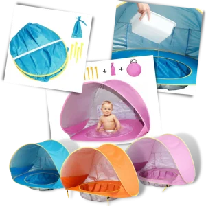 Bärbart strandtält för barn med minipool