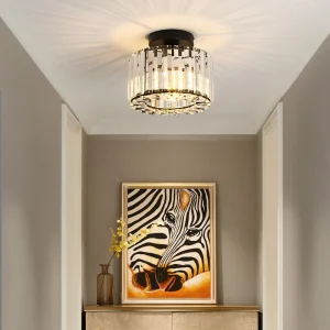 LustraVine – Halvinkapslad Kristalltaklampa med Modern Rund Design