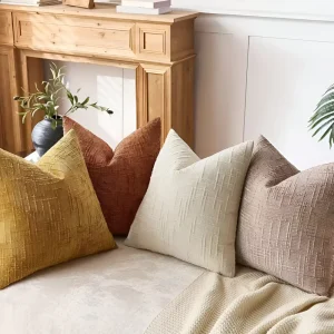 Mjuk Chenille Kuddöverdrag med Dragkedja - Enfärgat Kuddöverdrag för Soffa och Sovrumsinredning