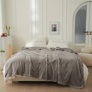 StripyLux Plaid - Mjuk, Andningsaktiv Ribbad Fleecefilt - Tjock Pläd