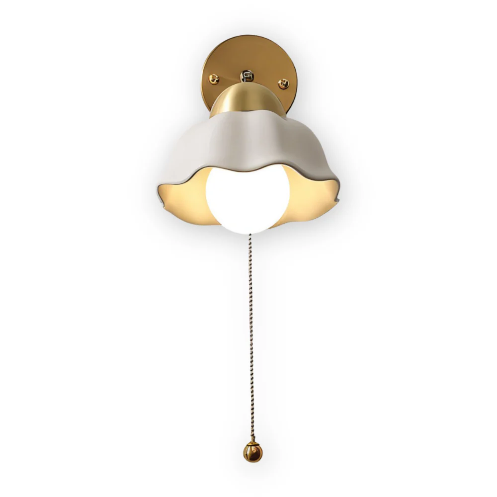 Vit Bloom Vägglampa - Klassisk Fransk Nattduksbord Vägglampa - Blomdesign Vägglampa - Inomhus LED Vägglampor
