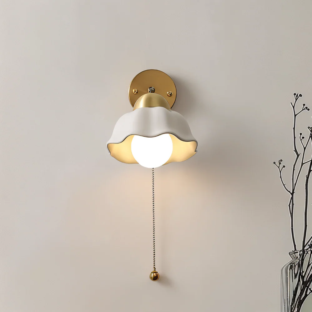 Vit Bloom Vägglampa - Klassisk Fransk Nattduksbord Vägglampa - Blomdesign Vägglampa - Inomhus LED Vägglampor - Bild 4