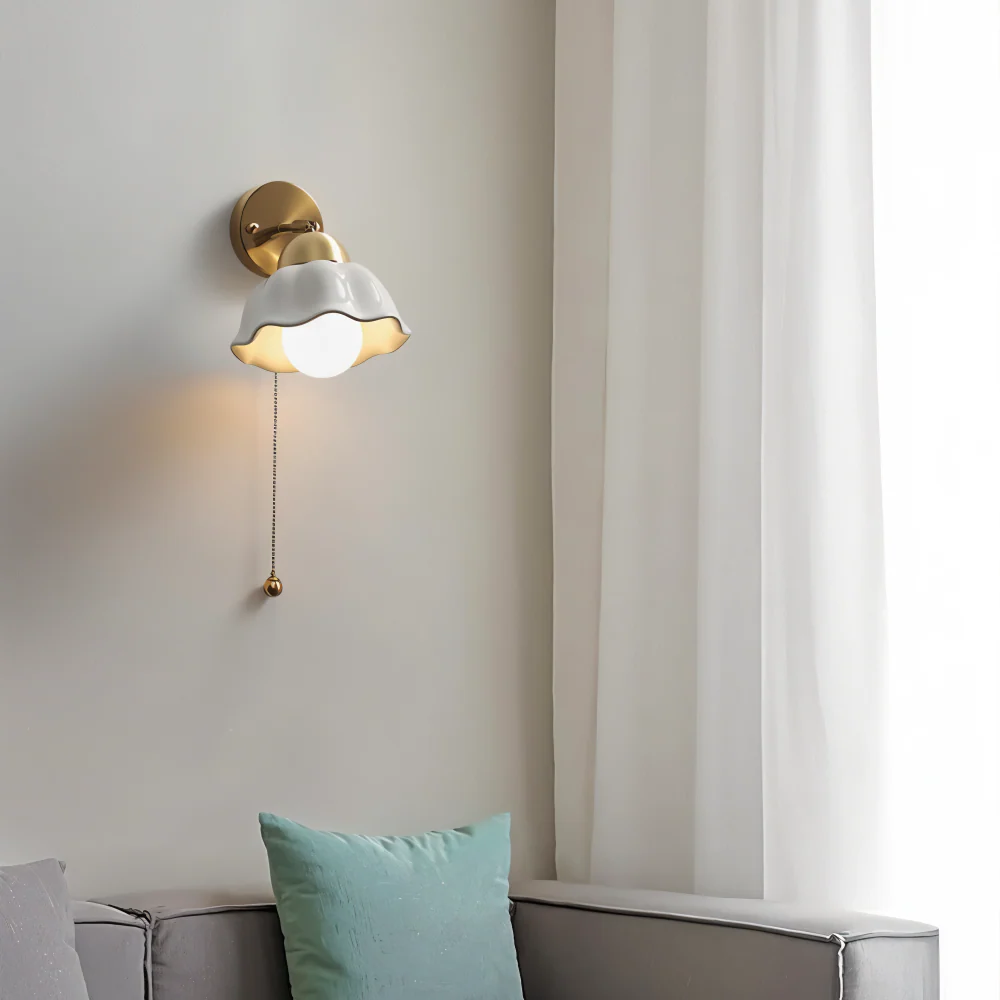 Vit Bloom Vägglampa - Klassisk Fransk Nattduksbord Vägglampa - Blomdesign Vägglampa - Inomhus LED Vägglampor - Bild 6