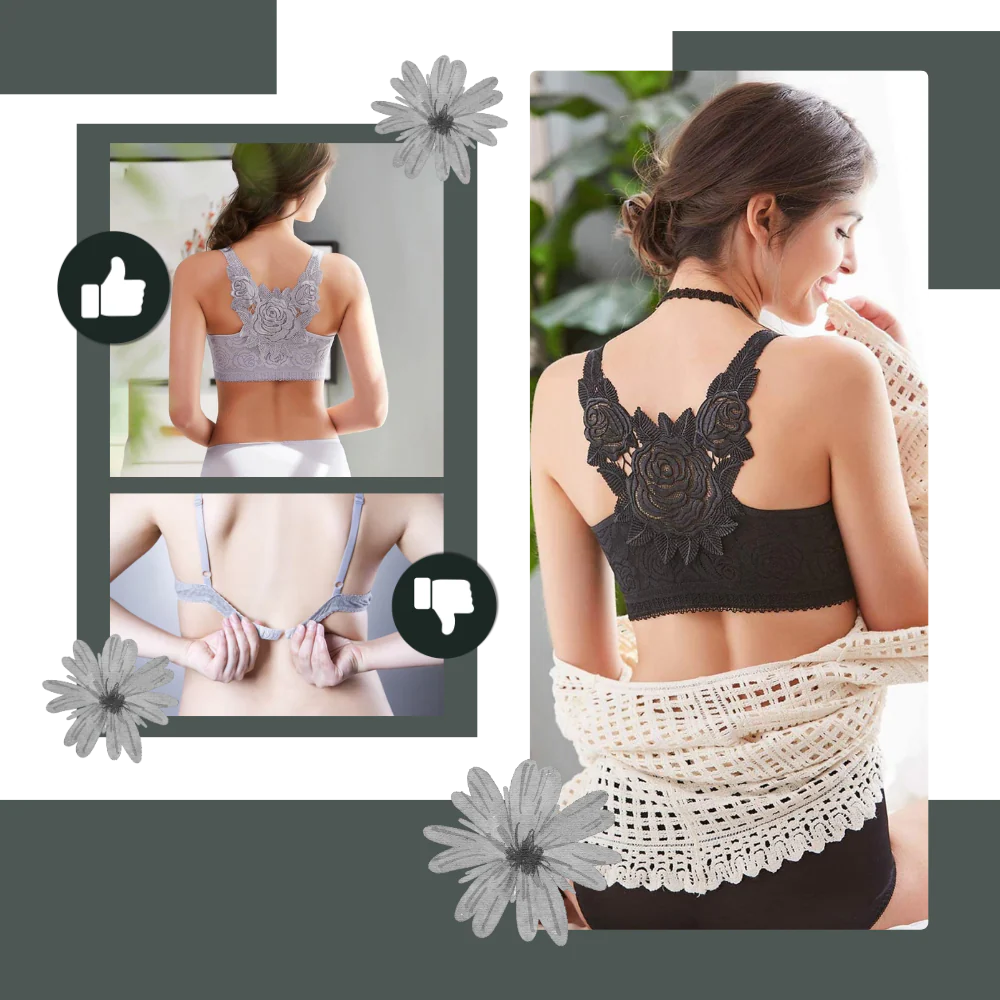 Elegant push-up-bh med spets och rosenmönster - Bild 6