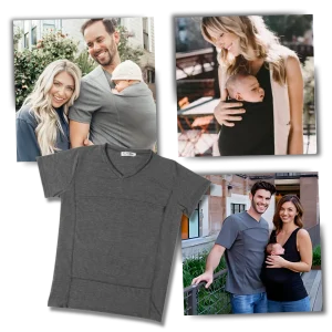 Modern t shirt med ficka känguru