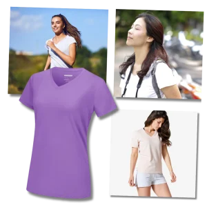 Kylande T-shirts med v-ringning för kvinnor